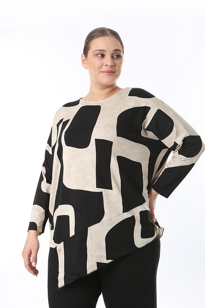 özle fashion Women's Plus Size Asymmetrical Cut Design Blouse