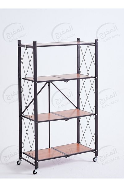 ALMUFARREJ Coffee Corner Table, Side Table, Bookcase with 4 Wood Shelves Meet All Your Needs