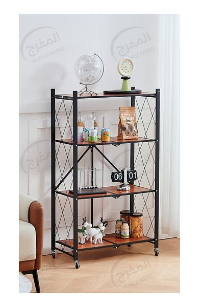 ALMUFARREJ Coffee Corner Table, Side Table, Bookcase with 4 Wood Shelves Meet All Your Needs