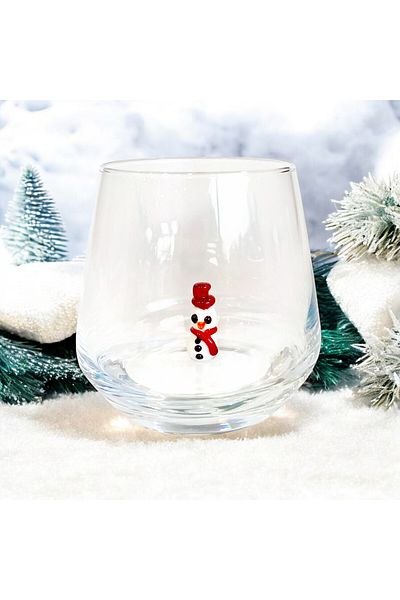 Polonezköy Cam Sanat Merkezi New Year's Snowman Cup – Figured and Stylish Glass Soft Drink Cup