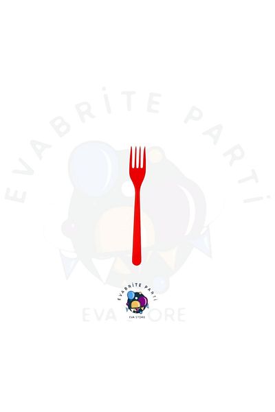 Evabrite 25 Pcs Red Plastic Fork - Birthday Party Set Supplies