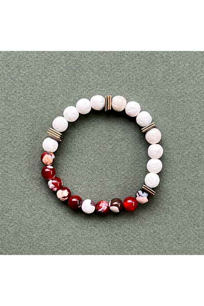 Serenite Bracelet Doğal Lav Taşı ve Akik Taşlı Bileklik