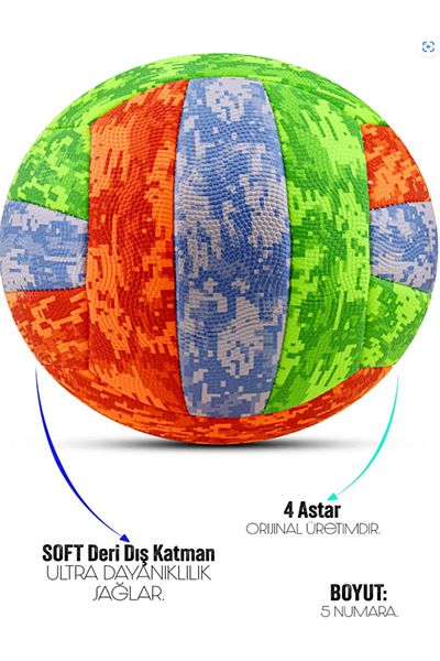 nublado Colorful Volleyball Ball - Soft Camouflage, Pump Set, Soft Touch No:5