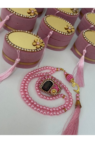 çeyizlik setim 1 Piece in Velvet Box - Zikrmatik and Rosary Set, Gift Dowry Package Rosary
