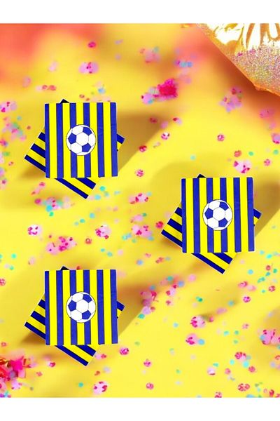 VibeHome 16 Pieces of Team Themed Napkins in Yellow Dark Blue Colors - Birthday Party and Fun Events