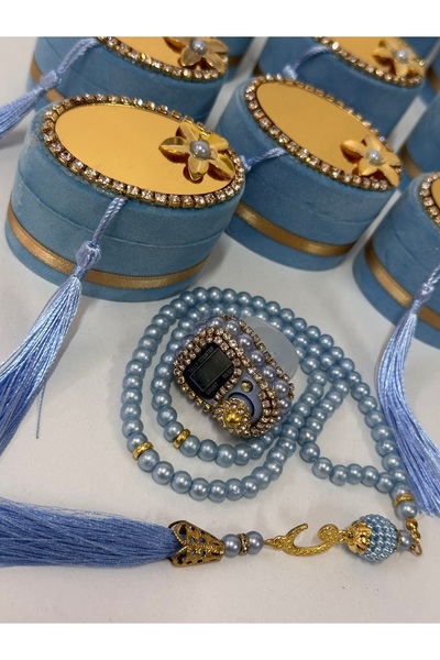 çeyizlik setim 1 Piece in Velvet Box - Zikrmatik and Rosary Set, Gift Dowry Package Rosary