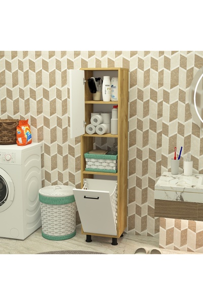 Home Mobiga Efsa Çamaşır Kirli Sepetli Banyo Dolabı