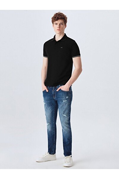 Ltb تي شيرت أسود بياقة بولو