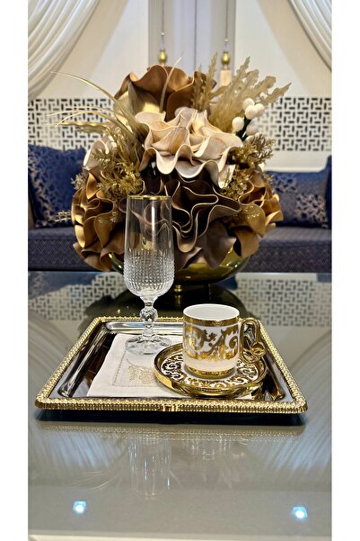 Turkuaz kristal WİNTERBACH 2 Kişilik Porselen Gold Kahve Fincan Takımı Seti