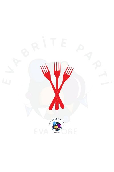 Evabrite 25 Pcs Red Plastic Fork - Birthday Party Set Supplies