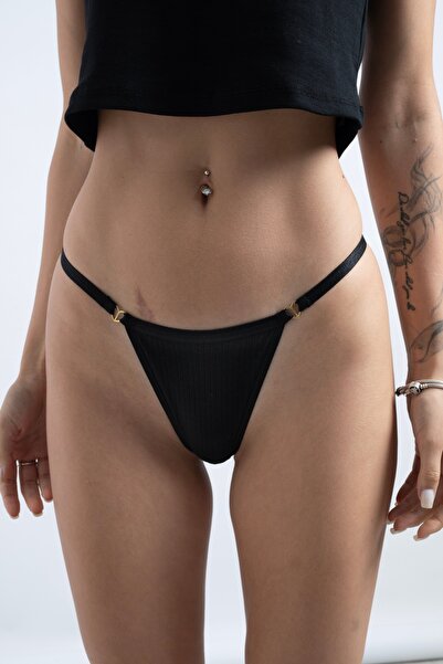 grab me Kadın Pamuklu Ve Kalp Detaylı Likralı Fitilli Kaşkorse Love V-string