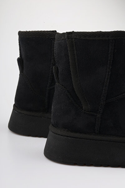 FOLLOWIN Kız Çocuk Botu Siyah Kalın Taban İçi Yünlü Yandan Cırtlı Günlük Bot