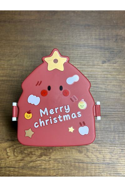 7K Red Merry Christmas Patterned Christmas Patterned Children's Lunch Box Container