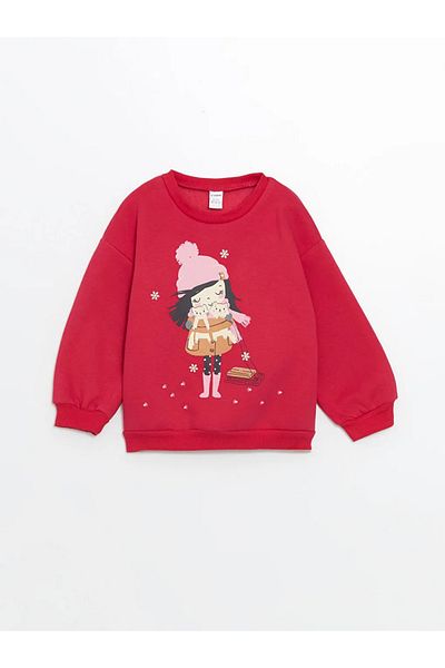LC Waikiki Lcw Kids Lilac Crew Neck Thick Printed Girls' Sweatshirt Imrex Global