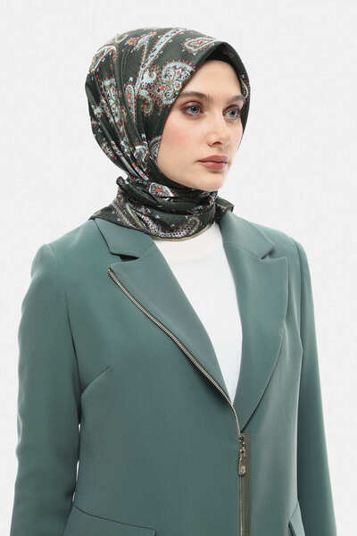 Setrms Yeşil Şal Desenli Çok Renkli Eşarp 2519644767
