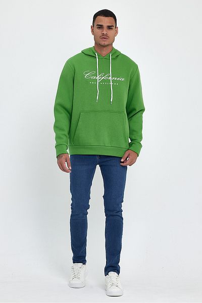 Superlife Ανδρική κουκούλα Άνετη εφαρμογή Fleece 3 νημάτων Τσέπη καγκουρό Californıa εμπριμέ μπλουζάκι Spr24sw03