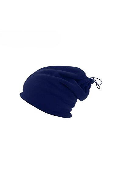 Bufferland Winter Dark Blue Fleece Neck Collar Beanie