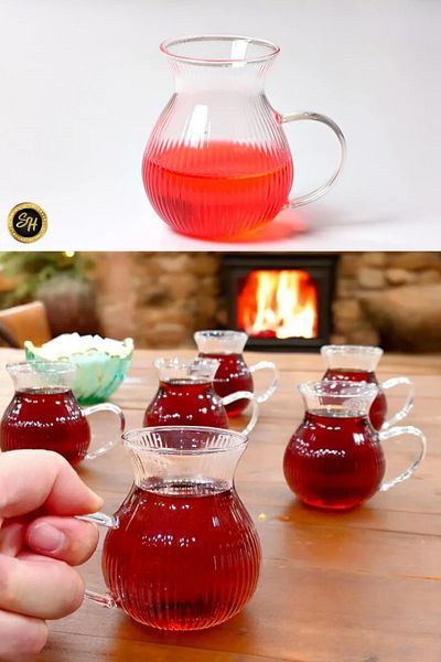 Snow Homs مجموعة من 6 أكواب شاي مخططة من نوع Chubby Enjoyment Ala Borosilicate - كوب Pinterest