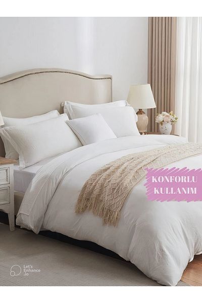 VESSİNOHOME Cotton Single Duvet Cover Set with sheets Runforce Solid Color
