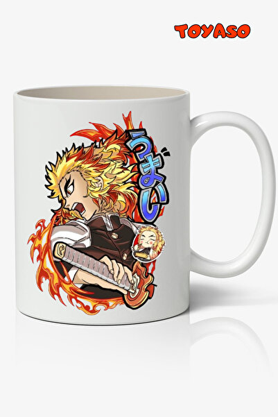 Toyaso شيطان القاتل شيطان يقطع Rengoku أنيمي تحت عنوان القدح الأبيض هدية لصدي...