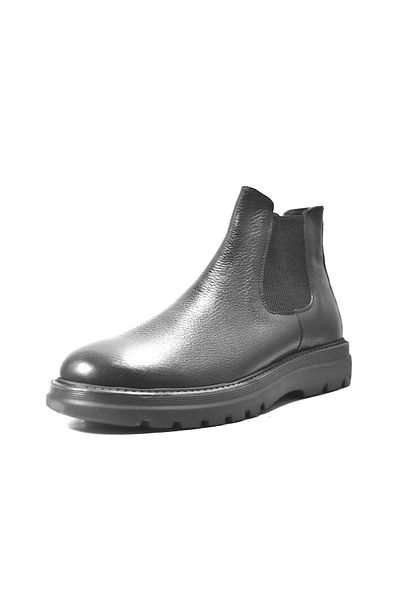 Onlo Ayakkabı Onlo Shoes MB.1091 Γνήσιο δέρμα Μαύρες Ελαστικές Ανδρικές Μπότες Casual