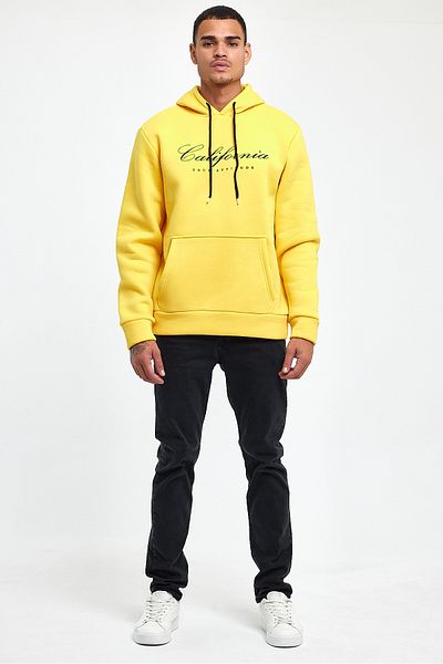 Superlife Hanorac confortabil cu glugă din fleece pentru bărbați - Buzunar cangur cu 3 fire, imprimeu California spr24sw03