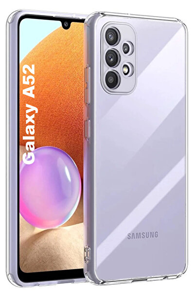 CEPSTOK Samsung Galaxy A52 Kılıf Şeffaf Kamera Korumalı Yumuşak Silikon