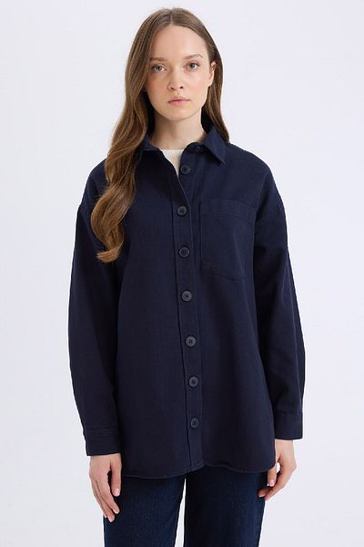 DeFacto Relax Fit Basic Straight Gabardine Langarmshirt Tunika A6474AX24WN