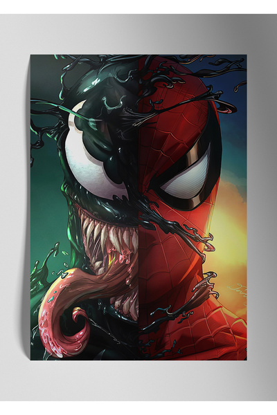 DekorHane Pictură de perete luminoasă Marvel cu imprimare metalică - Spiderma...