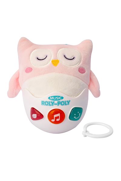 Fab N Funky Sound And Light Soothe The Owl Roly-poly Toy, Encouraging Active, 6 Months+, Pink