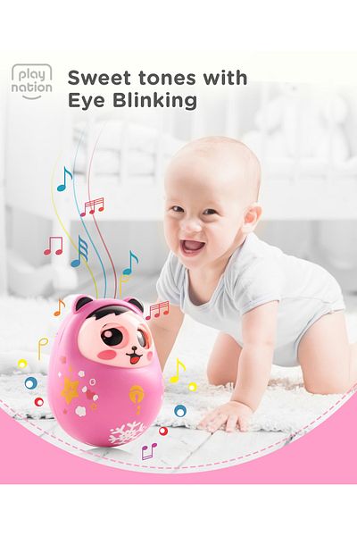 PlayNation Play Nation Blinking Nodding Pink Roly Poly Toy - Safe Non-Toxic, 8M+