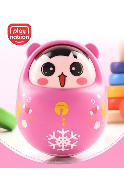 PlayNation Play Nation Head Nodding Roly Poly Toy - Pink, 8M+, Safe Non-Toxic 12cm