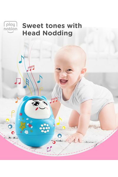 PlayNation Play Nation Musical Roly Poly Toy Teal - Safe Non-Toxic, Enhances Motor Skills, 8M+, No Sharp Edges