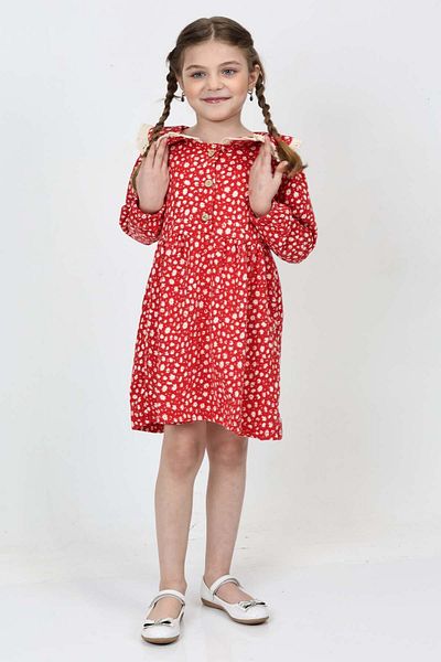 relax kids Lace Neckline and Button Dress