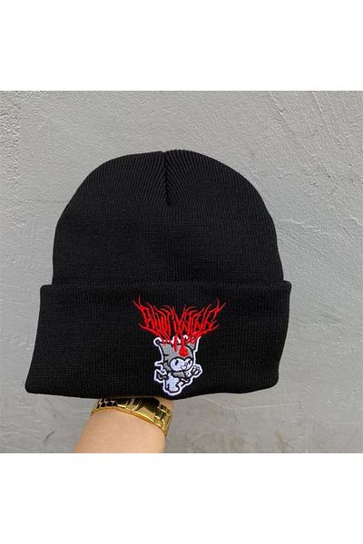 Köstebek Anime Harajuku Kuromi Sanrio Black Beanie