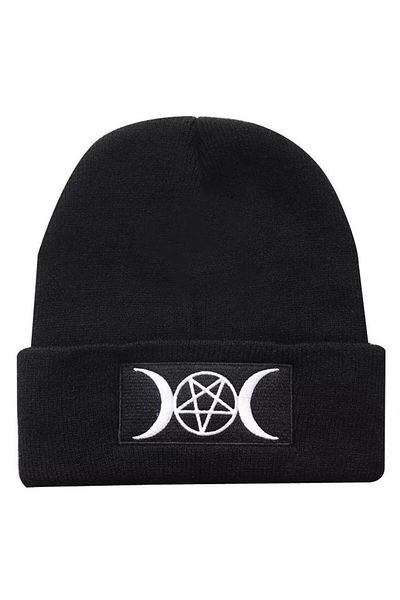 Köstebek Pentagram Moon Beanie Black Beret