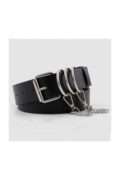 Köstebek 3 Ring Leather Belt with Square Buckle