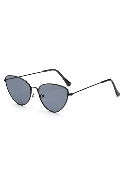 Köstebek New Squared Thin Black Framed Cateye Sunglasses with Black Glasses