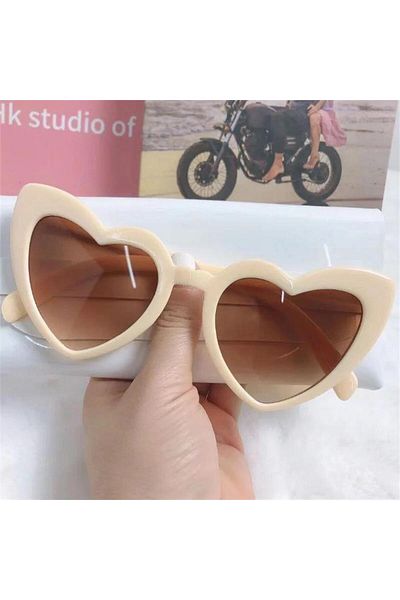Köstebek Beige Brown Glass - Heart Framed Sunglasses
