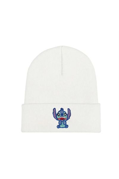 Köstebek White Enjoy Stitch - Beanie Design