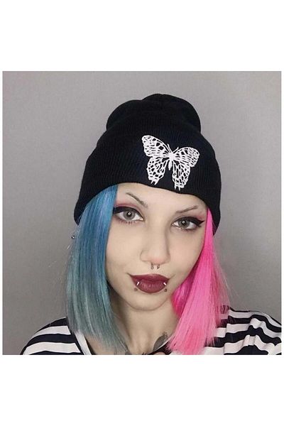 Köstebek Butterfly Black Beret