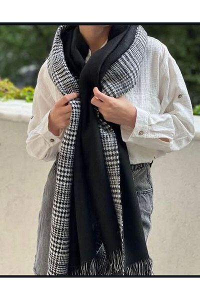 baderin Double Side Pacquered Patterned Thick Wool Shal Scarf