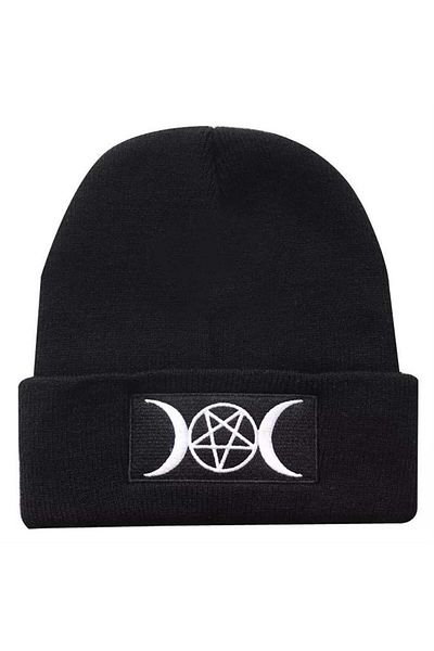 Köstebek Pentagram Moon Beanie Black Beret