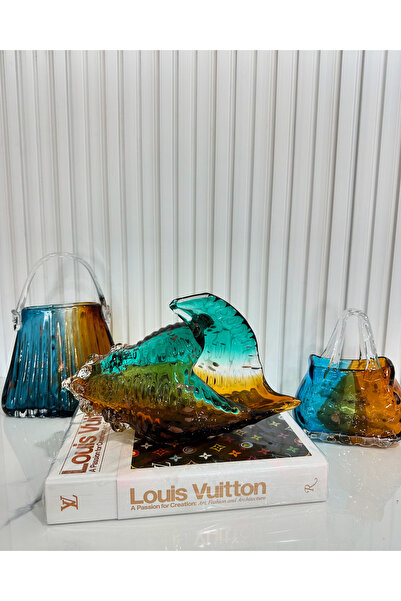 Erden Home Design BÜYÜK ÇANTA VAZO DEKORASYON CAM