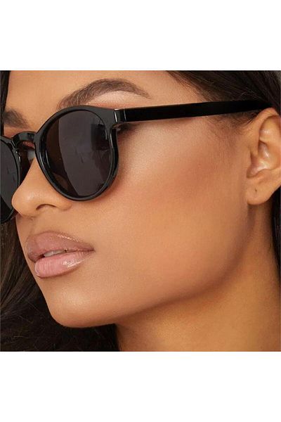 Köstebek Classic Oval Bone Sunglasses with Black Frame and Glasses