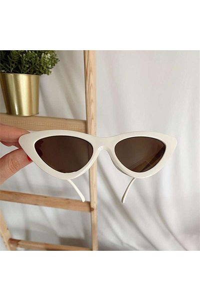 Köstebek Brown Glass Cream Cateye Modern Sunglasses - Framed