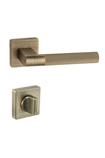 System Leo-l Rozetli Kapı Kolu Antik Rengi Wc Mandallı Rozet