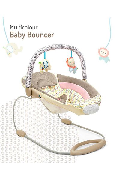 Fab N Funky Titreşimli, çıngıraklı Oyuncak Barlı ve 3 Nokta Emniyet Kemerli çok Renkli Bebek Zıplaması - 0M+