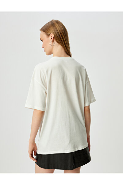 Koton Βαμβακερό μπλουζάκι Crew Neck Oversize - εμπριμέ