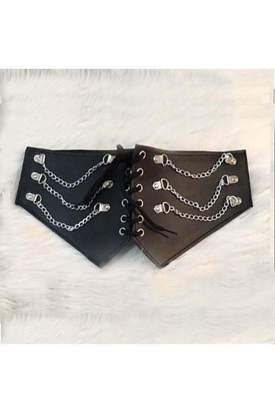 Köstebek Women's New Chain Lace-Up Black Corset